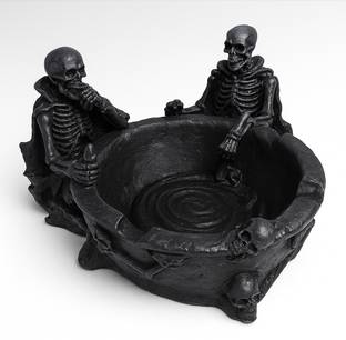 Inara Creation Resin Material 2 Skeleton Skull Black Polyresin Ashtray