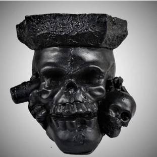 SMVDT SMVDT SKULL CIGARETTE_ASHTRAY_SMOKING FOR HOME, OFFICE AND BAR. BLACK Black Polyresin Ashtray