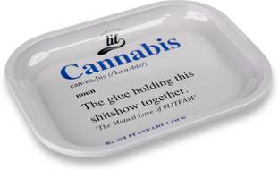 LIT Metal Rolling Tray (White Edition) for Cigarette, Smoking Ash Bowl, Smoke Tray White Steel Ashtray
