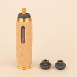 HomeHunt Wooden Ash Storage Tube with 3 Silicone Adapter | Odorless Leakproof Reusable Beige, Gold Stainless Steel, Wood, Silicone Ashtray