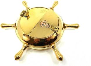 Ascent India Brass Nautical Wheel Design Cigarettes Ashtray Gold Brass Ashtray