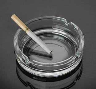 DHANSAL Ashtray Glass Round Cigar Cigarette Table top Ash Tray Indoor Outdoor Clear Glass Ashtray