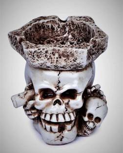 SMVDT SMVDT SKULL CIGARETTE ASHTRAY SMOKING FOR HOME, OFFICE, BAR White Polyresin Ashtray