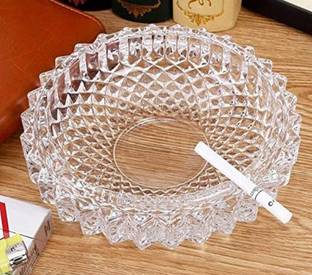 GPAP Ashtray for Cigarette for Smoking Glass Ashtray for Home and Office Set Of (1) Clear Glass Ashtray