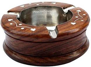 welno international Sheesham Round Wood Ashtray for Cigarettes and Smoking Home Brown Wood Ashtray
