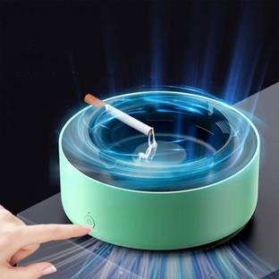 24x7eMall Smokeless Ashtray for Cigarettes Indoor With Air Purifier for Cars Indoor Office Green Plastic Ashtray