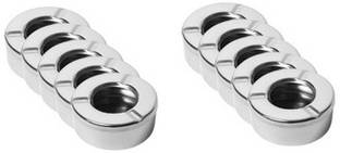 Dynore Stainless Steel Lid Ash Tray- Set of 10 Silver Stainless Steel Ashtray