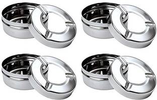 upalabdh Ashtray for Cigarette Stainless Steel Cigar Ash Holder Tray with Lid for Home, Office and Bar Steel Steel Ashtray