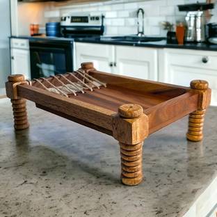 impkhatiya IMP Khatiya (charpai) wooden sarving tray (platter) Brown wood Ashtray Tray
