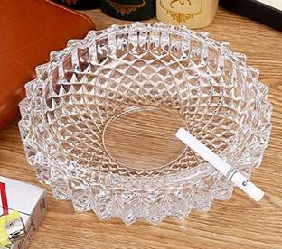 CLOTIX for Cigarette Smoking Bowl Smoke Collectible Table Decorative Clear Glass Ashtray