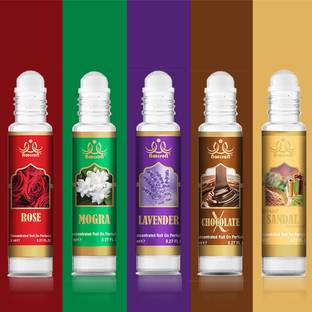 Noorson Rose,Mogra,Lavender,X Chocolate,Shahi Sandal Premium Quality Attar Combo Perfume  -  40 ml