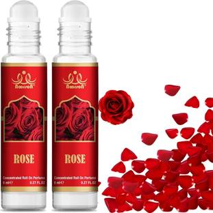 Noorson Rose Attar Perfume for Unisex - Pure, Natural Long Lasting 8 ML Each PACK OF 2- Herbal Attar