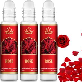 Noorson Rose Attar Perfume for Unisex Natural Long Lasting Attar 8 ML Each PACK OF 3 Floral Attar