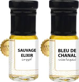 Luxify Scent Sauvage Elixir & Bleu De Chanal Attar Combo | Alcohol Free Ittar | Long Lasting Floral Attar