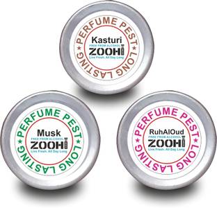 ZOOHI Perfume Pest Kasturi, Musk, RuhAlOud, For Men Women Pack Of 3 Pcs Floral Attar
