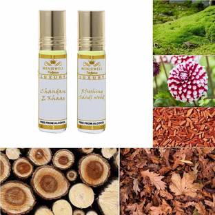 Menjewell Pack of 2PC Attar (Chandan-E-Khaas 9ML,ReFreshing sandalwood 9ML)Natural Itra/Attar/ Perfume Floral Attar