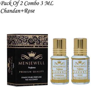 Menjewell Pack Of 2Pc Attar (Chandan 3ml,Rose 3ml)Attar Perfume Floral Attar