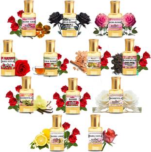 ZOOHI Fragrance Perfume oil Non-Alcoholic Attar for men and women Rose Pack of 10 Floral Attar