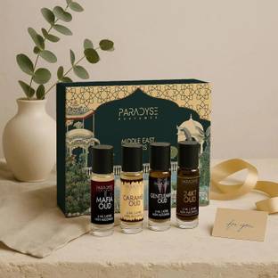 paradyse perfumes Middle East Oud Attar | Set of 4 | 24ML| Long-Lasting & Natural, Alcohol Free Floral Attar