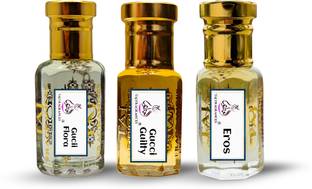Taj Fragrances Combo Of Gucii Flora , Guilty & Eros 6 ML Each Long Lasting Attar For unisex Floral Attar