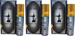 Grow Basket 3 Dirham Attar Combo Rollon Perfume aroma Luxury Long Lasting Fragrance Each 6ml Floral Attar