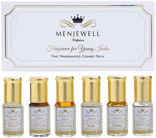 Menjewell Set Of 6 Couple Attar Gift Pack(6x3ml)Long Lasting Attar/Perfume For Men & Women Floral Attar