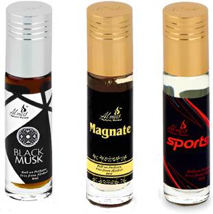 Almas Chocolate: Black Musk: Magnate Non-Alcoholic Attar(Combo Pack of 3: 6ml Each) Floral Attar