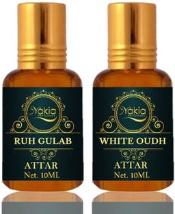 Nakia Ruh Gulab Attar, White Oudh Attar Roll-on Perfume Oil For Unisex (10ml*2) Floral Attar