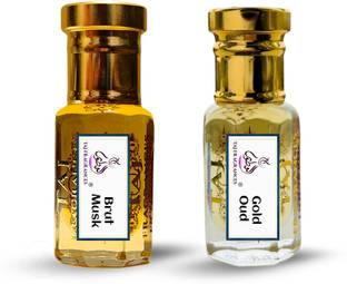 Taj Fragrances Combo Brut Musk And Gold Oud Attar 6ml Each Long Lasting Men Women Floral Attar