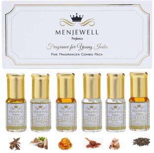 Menjewell Set Of 6 Attar Gift Pack (6 x 3 ml) Long Lastings Attar/Perfume For Men Floral Attar