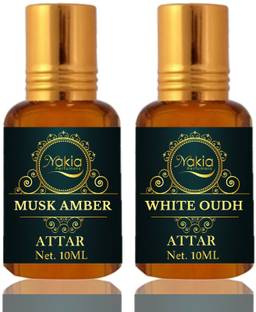 Nakia Musk Amber Attar, White Oudh Attar Roll-on Perfume Oil For Unisex (10ml*2) Floral Attar