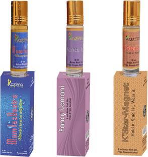 Kazima Magic Moment Fragrance Unisex Roll On Attar - Pure Natural Perfume Combo (3 Pcs Pack of 8ML) Floral Attar
