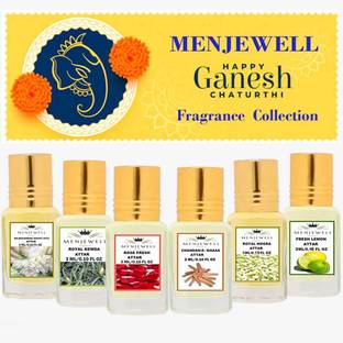 Menjewell Ganesh Chaturthi Special Attar Gift Pack With Ganesha Pendant Floral Attar