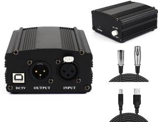 Urban Infotech 48V DC Phantom power Adapter supply for condenser microphone phantom power audio interface With Adapter & XLR Audio Interface