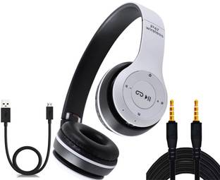 POZUB Gaming headphone + Aux Cable + Charging cable 3D ULTRA BASS Over Head wireless Bluetooth Headphone with FM and SD Card Slot SMART BUY Thunder 3d Sound Headphone with Noise Isolation Audio Player headphones over the head New Rock BIT Blast stereo deepbass headphone Bluetooth, Wired Headset Foldable Gaming Headphone MP3 Player