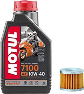 MOTUL 7100 4T Fully Synthetic 10W-40 Petrol Engine Oil & Apache Oil Filter Combo