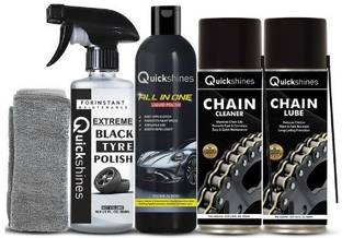 Quickshines Pro-Grade Bike Care Kit – Full Detailing Set with Polish All-in-One Vehicle Care Kit – Chain Maintenance Chain Oil