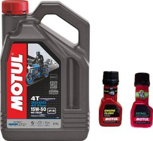 MOTUL 3000 4T PLUS 15W-50(2.5liter)+Engine flush(50ml)+Petrol system clean(50ml)combo Combo