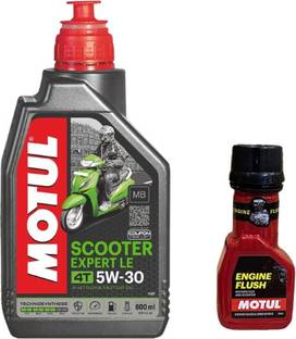 MOTUL Scooter Expert LE 5W30 (600ml) Technosynthese Engine Oil, + Engine Flush ( 50ml ) Combo