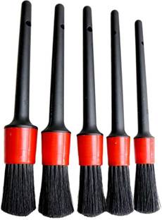 GLOW FIRST Auto Detailing Brush Set 5 Different Sizes Fiber Car Cleaning Tools Kit Combo