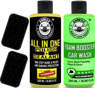 amwax ALL IN ONE POLISH 500 ML, CAR AND BIKE FOAMING WASH SHAMPOO 500 ML, 1 APPLICATOR Combo