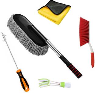 Kanya Car care Kit Duster, Ac brush, Tyre stone remover, Microfiber cloth,, Carpet brush Combo