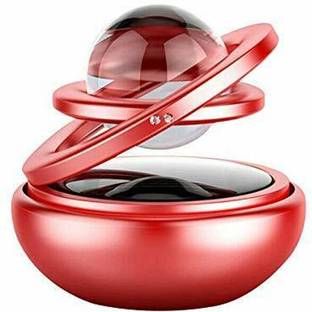 LAVITRA universal Diffuser Solar Car Aromatherapy Essential Oil Diffuser 360°Double Ring Rotating Design Car Perfume Air Purifier Car Fragrance Decompression Toy for Home Car Office (red) (Pack of 1)