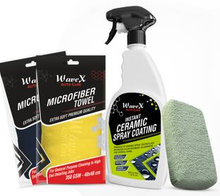 Wavex Instant Ceramic Coating 650 ml, 2 Microfiber Cloths and 1 Applicator Combo