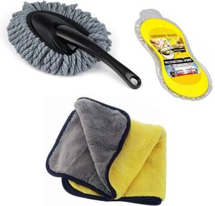 CB Track 1 Microfiber Duster, 1 Microfiber Cloth, 1 Cleaning Sponge Combo