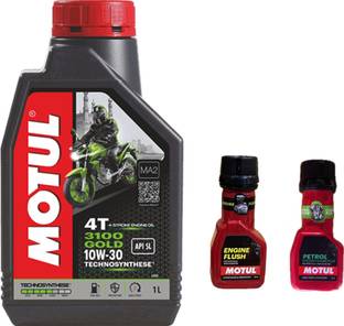MOTUL 3100 4T GOLD 10W-30(1liter)+Engine flush(50ml)+Petrol system clean(50ml) Combo