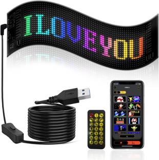 HAEZUR Car LED Sign DIY Programmable Scrolling LED Display, Flexible LED Matrix Panel Car Fancy Lights