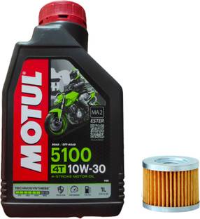MOTUL 5100 4T SAE 10W-30 4 Stroke Synthetic Blend Engine Oil & Oil Filter Combo Combo