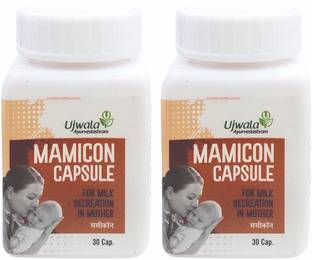 UJWALA AYURVEDASHRAM Mamicon Capsule, For Milk Secretion In Mother, Reduce Breast engorgement