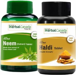 Herbal Canada Neem (100 Tablets) + Haldi (100 Tablets) | Healthy Combo Pack
